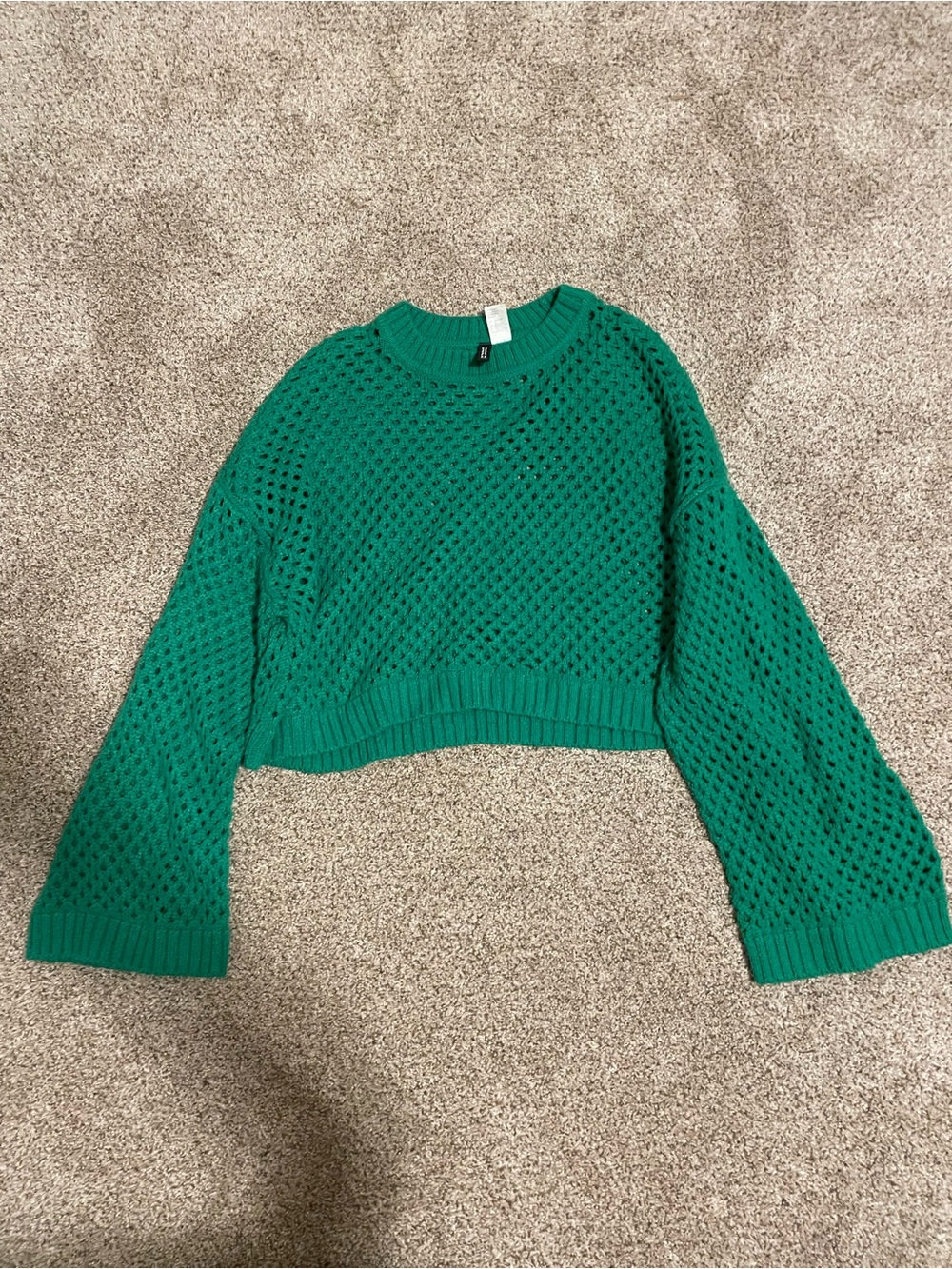 H&M Bright Green Open-Knit Pullover
